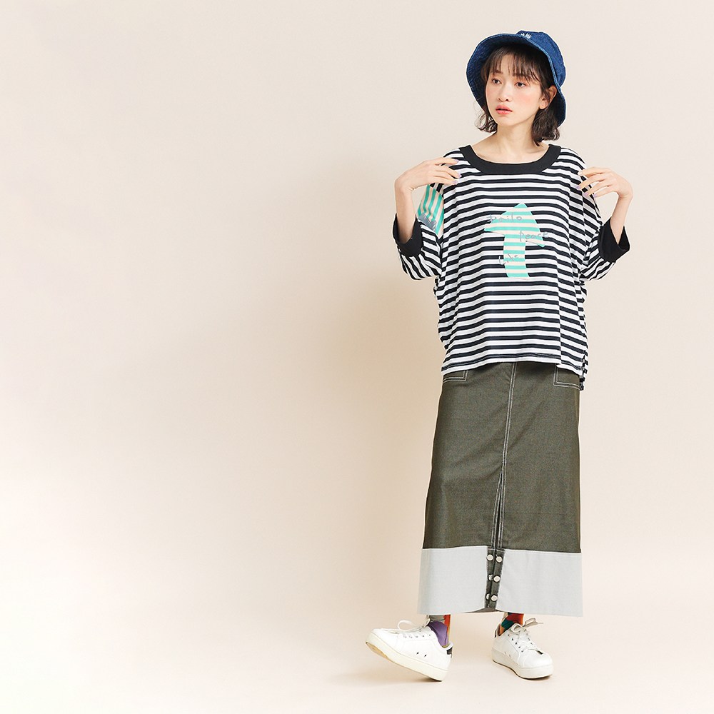 【Dailo】前開衩大口袋配色牛仔-女長裙 牛仔 淺藍 深藍 綠(三色/版型適中) 歷史價格詳細信息