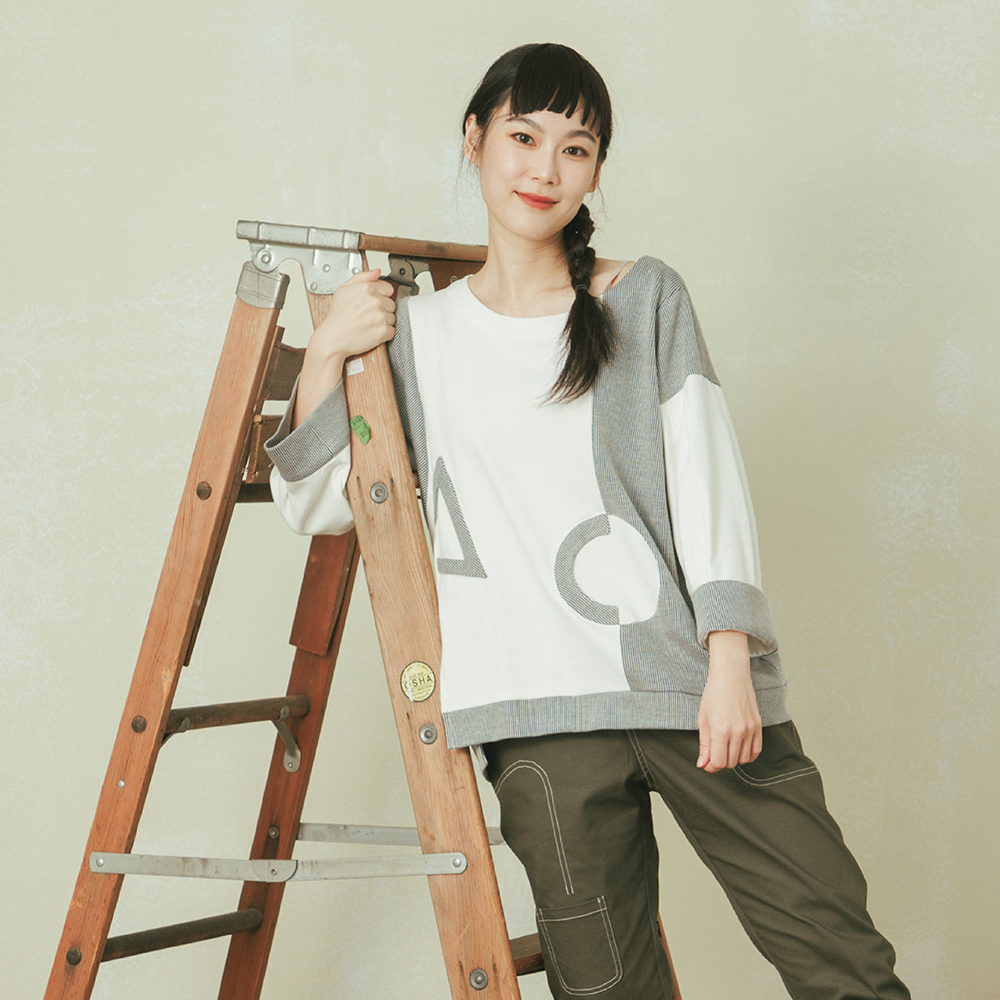 【MOSS CLUB】條紋寬鬆-女長袖上衣 條紋 藍 灰(二色/版型寬鬆) 歷史價格詳細信息