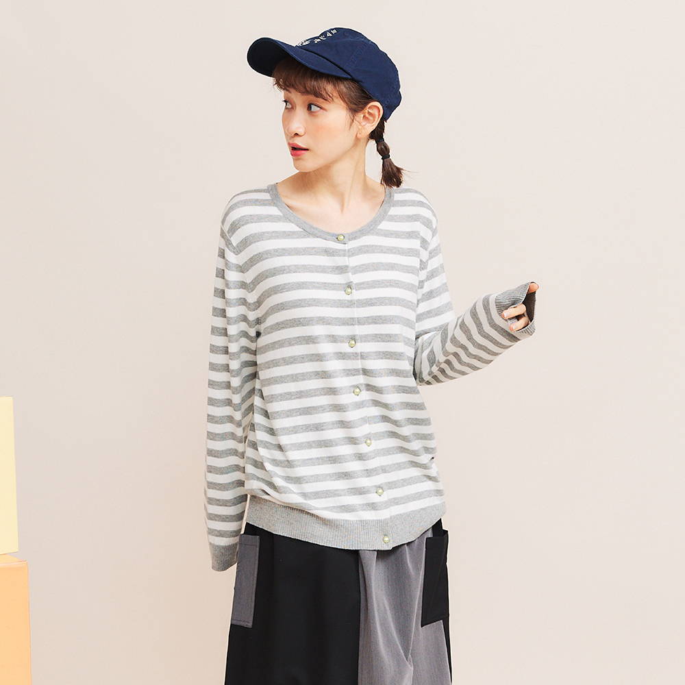 【Dailo】小虎斑圖案圓領-女長袖針織衫 印花 藍 白 灰(三色/魅力商品/版型合身) 歷史價格詳細信息