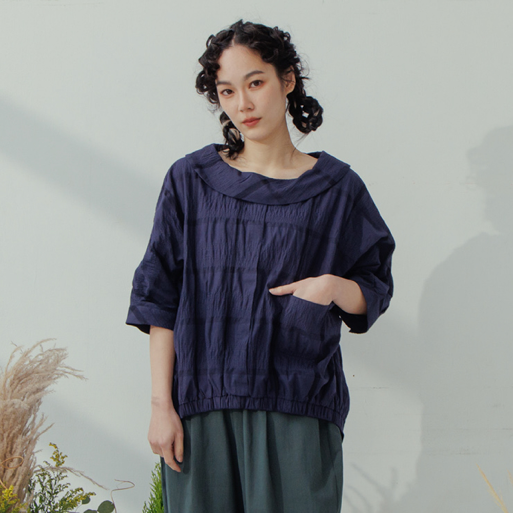 【MOSS CLUB】大格紋不對稱剪接圓領-女長袖襯衫 格紋 藍 紅(二色/版型適中) 歷史價格詳細信息