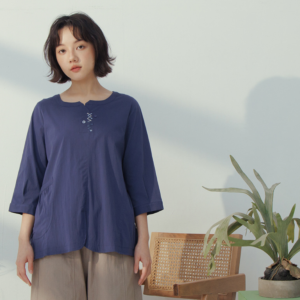 【MOSS CLUB】點與線 印花 繭型 女七分袖襯衫  黑色 白色 寬鬆 休閒 日系 七分袖 皺褶 慵懶 上衣 蝙蝠袖 歷史價格詳細信息