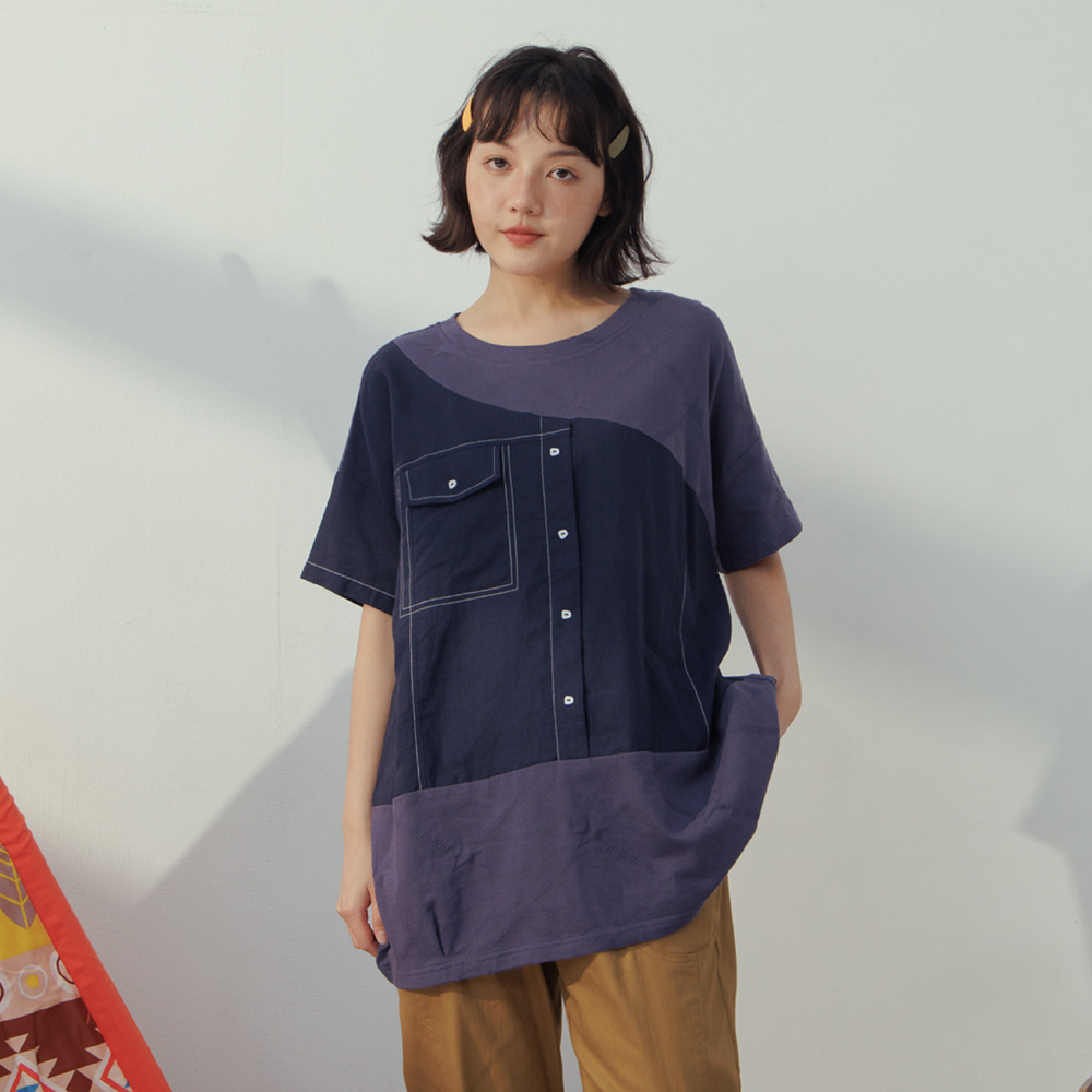 【MOSS CLUB】不規則衣襬雙色抽繩連帽長袖上衣(藍 黑 杏) 歷史價格詳細信息
