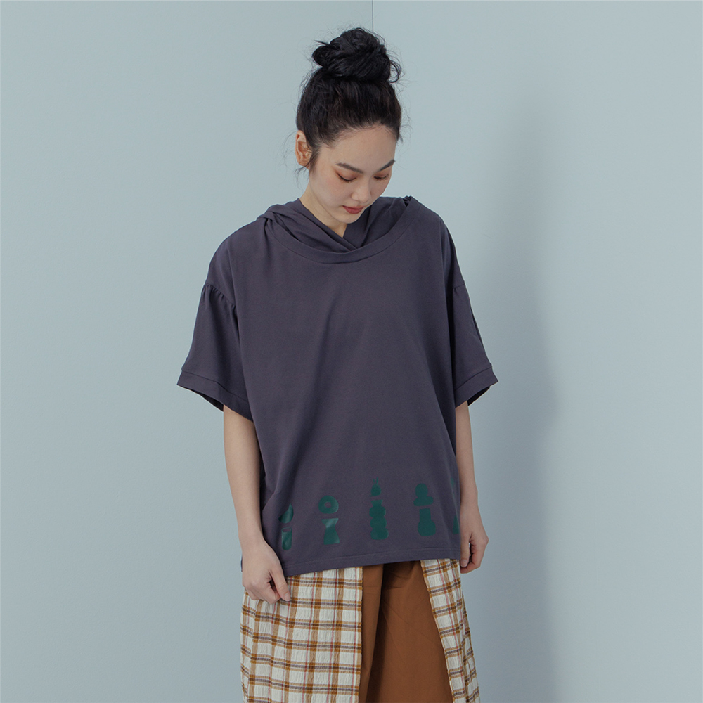 【MOSS CLUB】三角形印花後綁結-女七分袖上衣 綁結 藍 白 紫(三色/魅力商品/版型適中) 歷史價格詳細信息