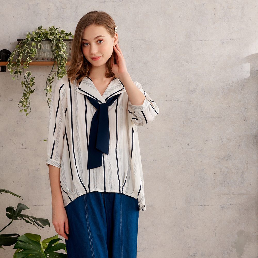 【CUMAR】領巾設計雪紡印花縮擺短袖上衣 米 紫 歷史價格詳細信息