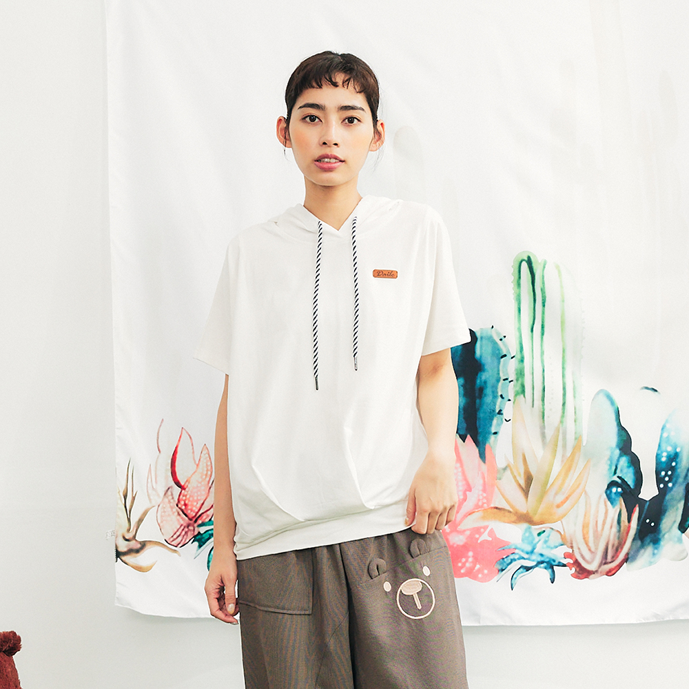 【Dailo】 百貓園落肩綁帶休閒-女七分袖上衣 綁帶 米 灰(二色/魅力商品/版型適中) 歷史價格詳細信息