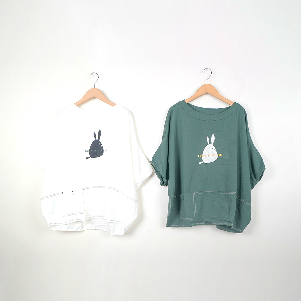 【MOSS CLUB】M小兔印花不對稱下擺襯衫領七分袖洋裝(黑 米/魅力商品) 歷史價格詳細信息