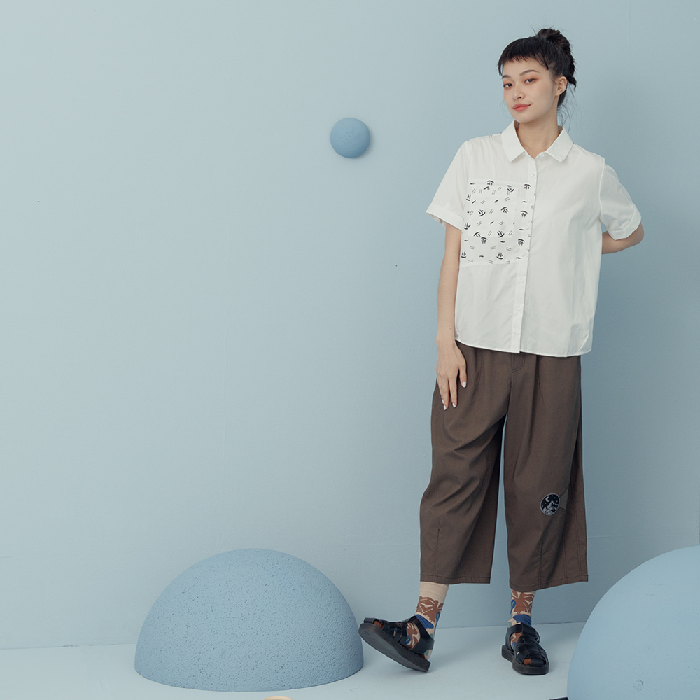 【MOSS CLUB】全棉小花印花翻領短袖上衣 藍 綠 歷史價格詳細信息