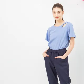 【MASTINA】坑條感肩部鏤空喇叭袖長袖針織上衣 藍 白 駝 (魅力商品) 歷史價格詳細信息