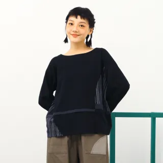 【MOSS CLUB】條紋異材布料剪接-女長袖襯衫 拼接 黑 白 綠(三色/版型適中) 歷史價格詳細信息