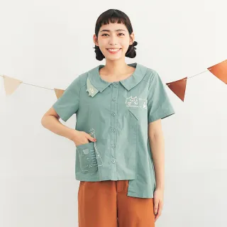 【Dailo】一起吃下午茶點心印花-女短袖上衣 印花 綠 黃(二色/版型適中) 歷史價格詳細信息