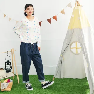 【Dailo】舒適彈性配色工裝元素短袖上衣 藍 米 歷史價格詳細信息