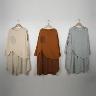 【MOSS CLUB】異材質拼接洋裝-女五分袖洋裝  拼接  藍 黑 桔(三色/版型寬鬆) 歷史價格詳細信息