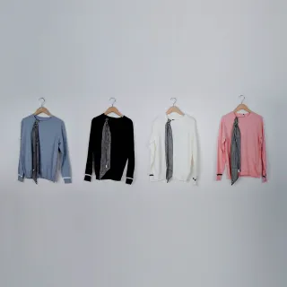 【MASTINA】領巾造型長版-女長袖針織衫 領巾 藍 卡 灰(三色/版型適中) 歷史價格詳細信息