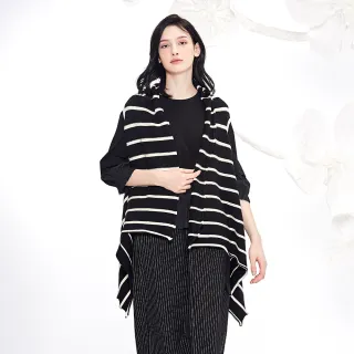 【MASTINA】配色條紋圍巾式無袖針織背心 黑 桔 (魅力商品) 歷史價格詳細信息