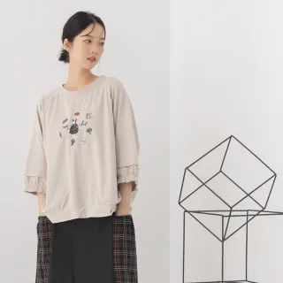 【MOSS CLUB】M小兔印花不對稱下擺襯衫領七分袖洋裝(黑 米/魅力商品) 歷史價格詳細信息