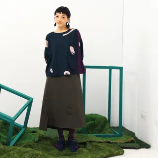 【MOSS CLUB】鬆緊腰頭前開衩A字牛仔長裙(深藍) 歷史價格詳細信息
