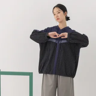 【MOSS CLUB】條紋異材布料剪接-女長袖襯衫 拼接 黑 白 綠(三色/版型適中) 歷史價格詳細信息