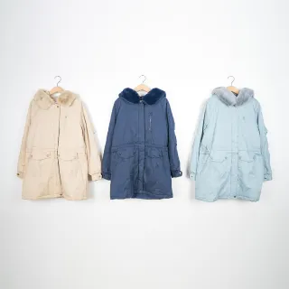 毛領連帽英字刺繡鬆緊拉鍊口袋羽絨棉外套(綠.卡其L-4L)-J269熊衣褲語 歷史價格詳細信息