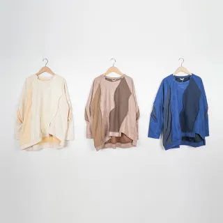 【MOSS CLUB】流線抓褶圓形點綴寬鬆短袖上衣 藍 黑 紅 歷史價格詳細信息