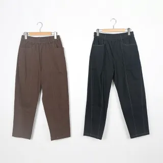 【MOSS CLUB】剪接彈性布料直筒-女長褲 彈性 藍 綠(二色/版型適中) 歷史價格詳細信息
