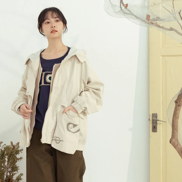 【MOSS CLUB】兩穿 潑灑 線條 繭型 女 短袖 上衣 T恤 印花 日系 咖色 春夏 森林系 設計感 歷史價格詳細信息