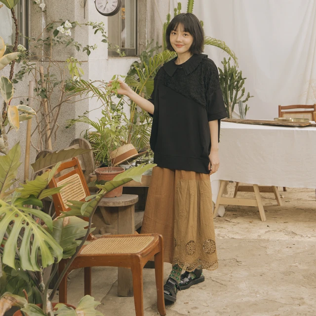 【MOSS CLUB】暗細條打摺變化袖型短袖上衣(咖 黃) 歷史價格詳細信息