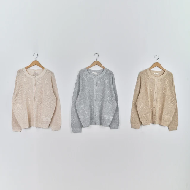 【MOSS CLUB】小森林躲貓貓緹花短袖針織上衣(藍 白 杏/魅力商品) 歷史價格詳細信息
