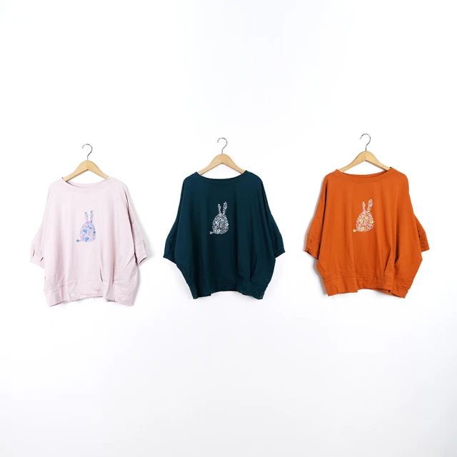 【MOSS CLUB】M小兔印花不對稱下擺襯衫領七分袖洋裝(黑 米/魅力商品) 歷史價格詳細信息
