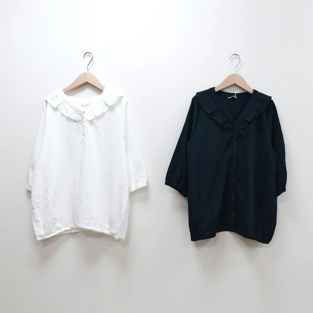 【MOSS CLUB】荷葉領亞麻-女短袖襯衫 荷葉 黑 白(二色/版型適中) 歷史價格詳細信息