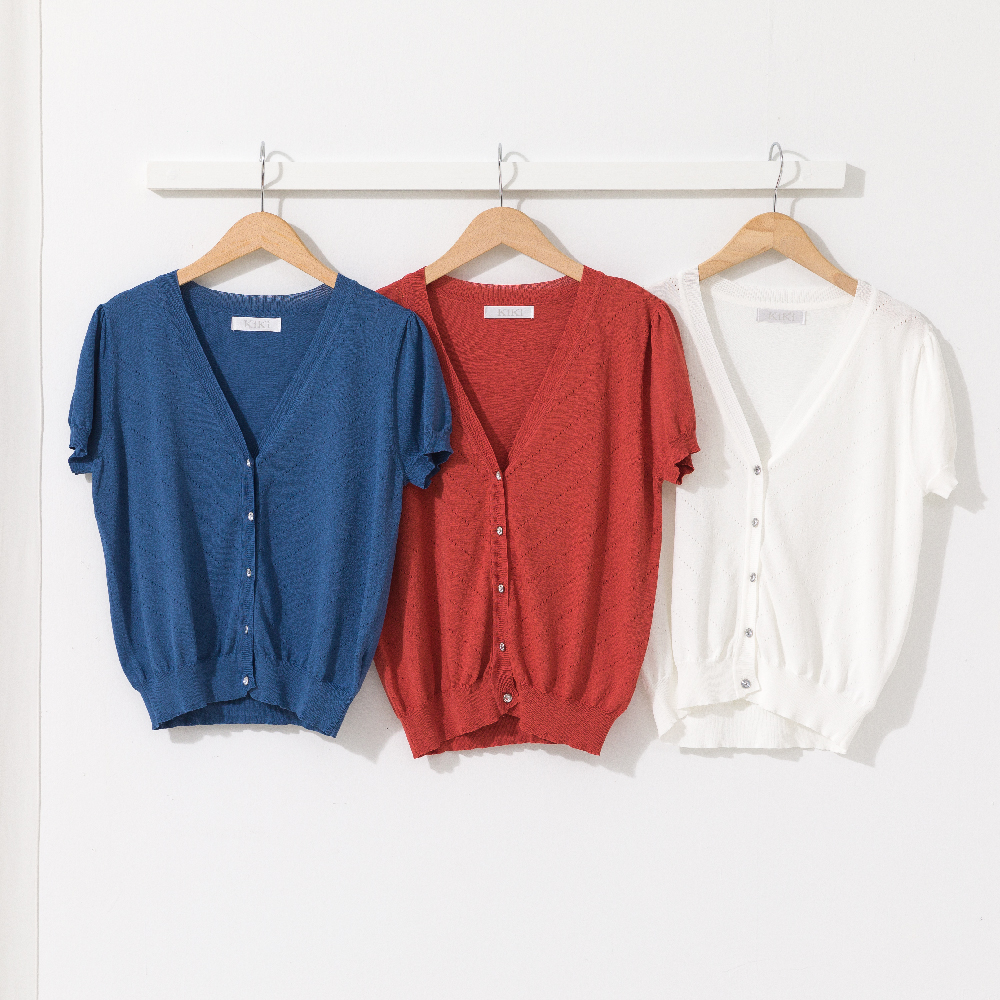 【KiKi】V型荷葉緹花-女短袖上衣 荷葉 白(白色/版型合身) 歷史價格詳細信息