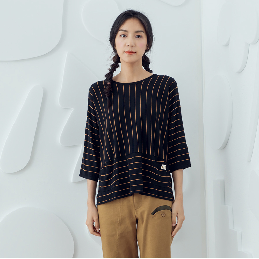 針織--率性簡單親膚質感圓領貼條前短後長寬條紋磨毛針織長袖上衣(紅.藍XL-5L)-X195熊衣褲語 歷史價格詳細信息