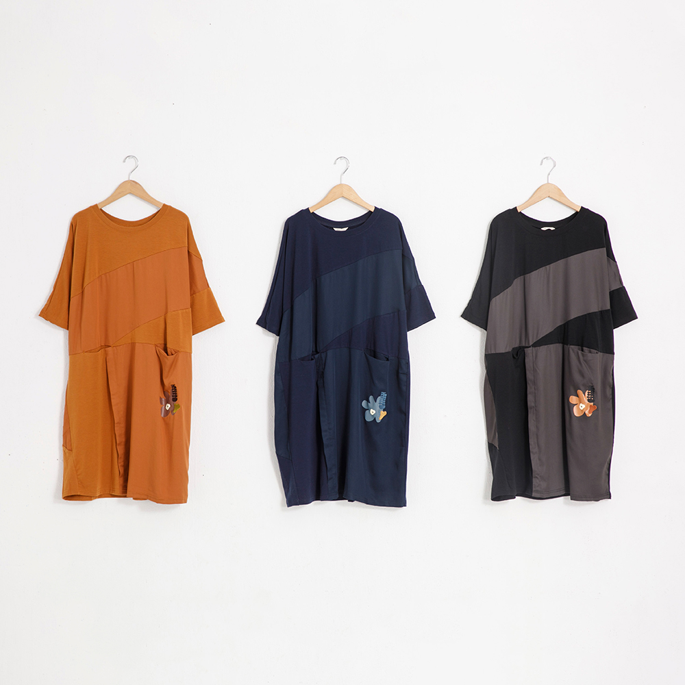 【MOSS CLUB】三角形異材質布料剪接不對稱-女短袖洋裝 不對稱 藍 白 紫(三色/魅力商品/版型適中) 歷史價格詳細信息