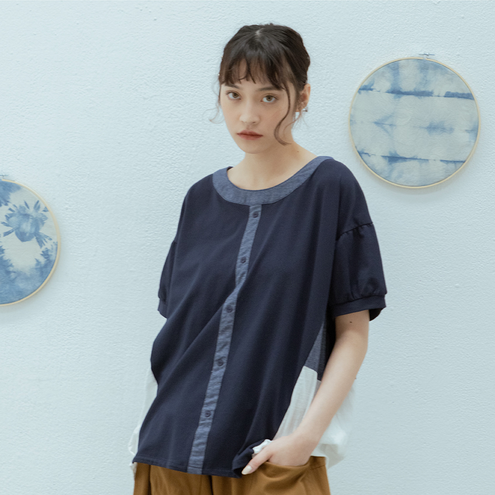 【MOSS CLUB】假拉鍊繡花不對襯剪接-女長褲 繡花 深藍 駝(二色/版型適中) 歷史價格詳細信息
