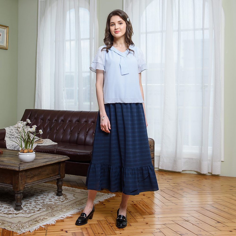 【CUMAR】格紋小魚尾-女長裙 格紋 藍 粉(二色/版型適中) 價格比較,價格查詢,歷史價格詳細信息