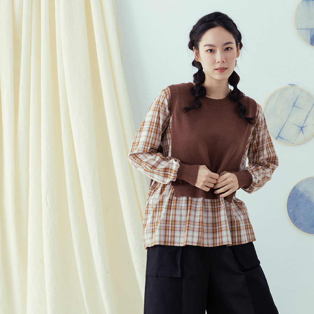 【MOSS CLUB】格紋拼接中長版襯衫領-女長袖洋裝 拼接 藍 白(二色/版型適中) 歷史價格詳細信息