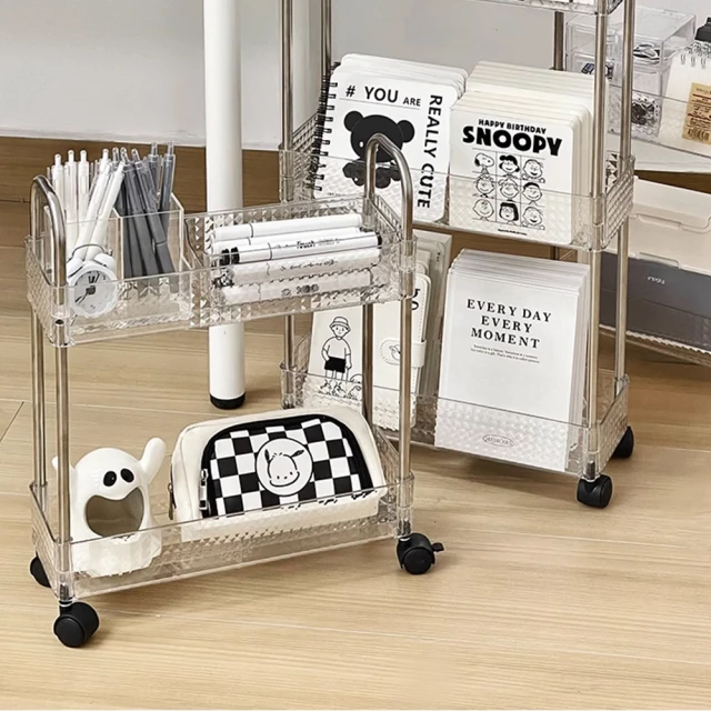 【FL 生活+】輕奢鑽紋附輪夾縫推車置物架-4層-基本款(A_205) 歷史價格詳細信息