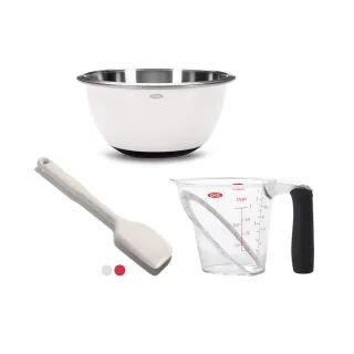 OXO 烘焙料理入門組(止滑攪拌盆2.8L+輕鬆看0.5L+11吋打蛋器) 歷史價格詳細信息