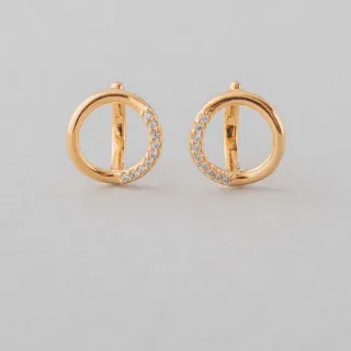 【ete】圓圈交錯簡約C型夾式耳環(金色) 歷史價格詳細信息