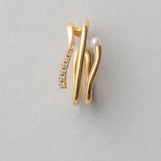 【ete】LINER CUFF時尚個性單耳釦(粉霧金色) 歷史價格詳細信息