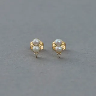 【ete】K10YG 小巧雙珍珠/鑽石耳環(金色) 價格比較,價格查詢,歷史價格詳細信息