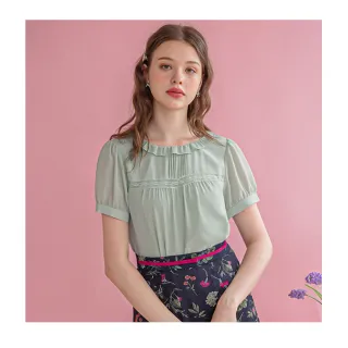 雪紡--輕甜魅力簡約大方圓領微甜手寫感英字拼接雪紡七分袖上衣(黑.灰XL-5L)-U387熊衣褲語 歷史價格詳細信息