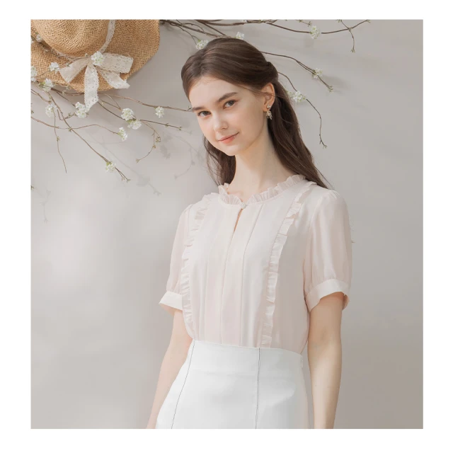 雪紡--輕甜魅力簡約大方圓領微甜手寫感英字拼接雪紡七分袖上衣(黑.灰XL-5L)-U387熊衣褲語 歷史價格詳細信息