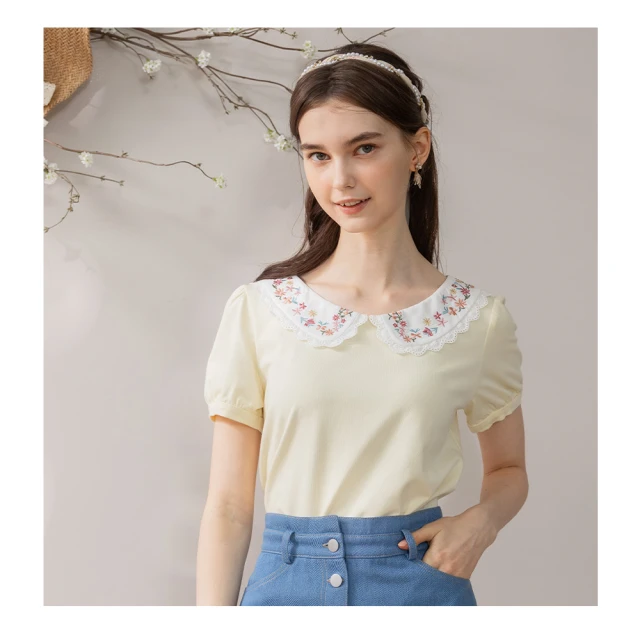 Iris Girls 艾莉詩 刺繡領五分袖上衣-白色(11175) 歷史價格詳細信息