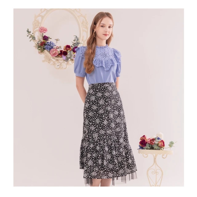 【Iris Girls 艾莉詩】甜美不對稱碎花波浪層裙-2色(45208) 價格比較,價格查詢,歷史價格詳細信息