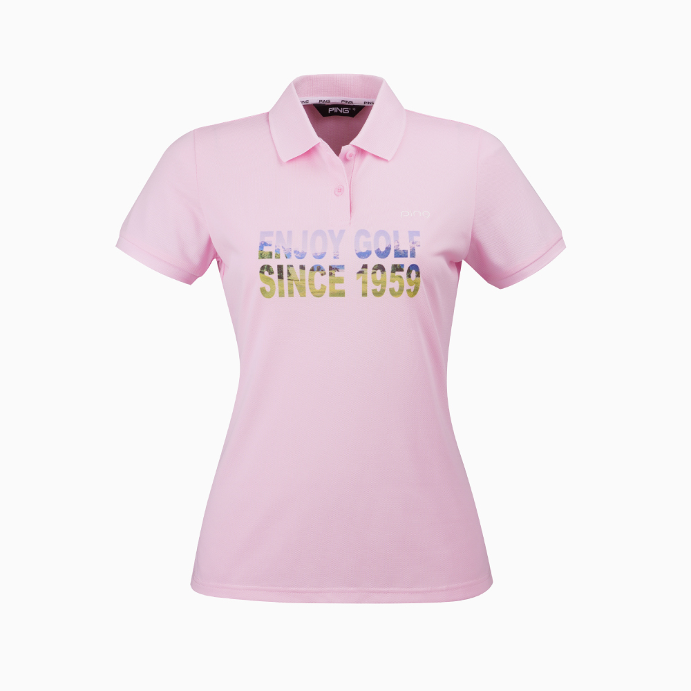 【PING】女款漸層字體立領短袖POLO衫-粉紅(吸濕排汗/抗UV/芳香抗菌/GOLF/高爾夫球衫/RA22118-16) 歷史價格詳細信息