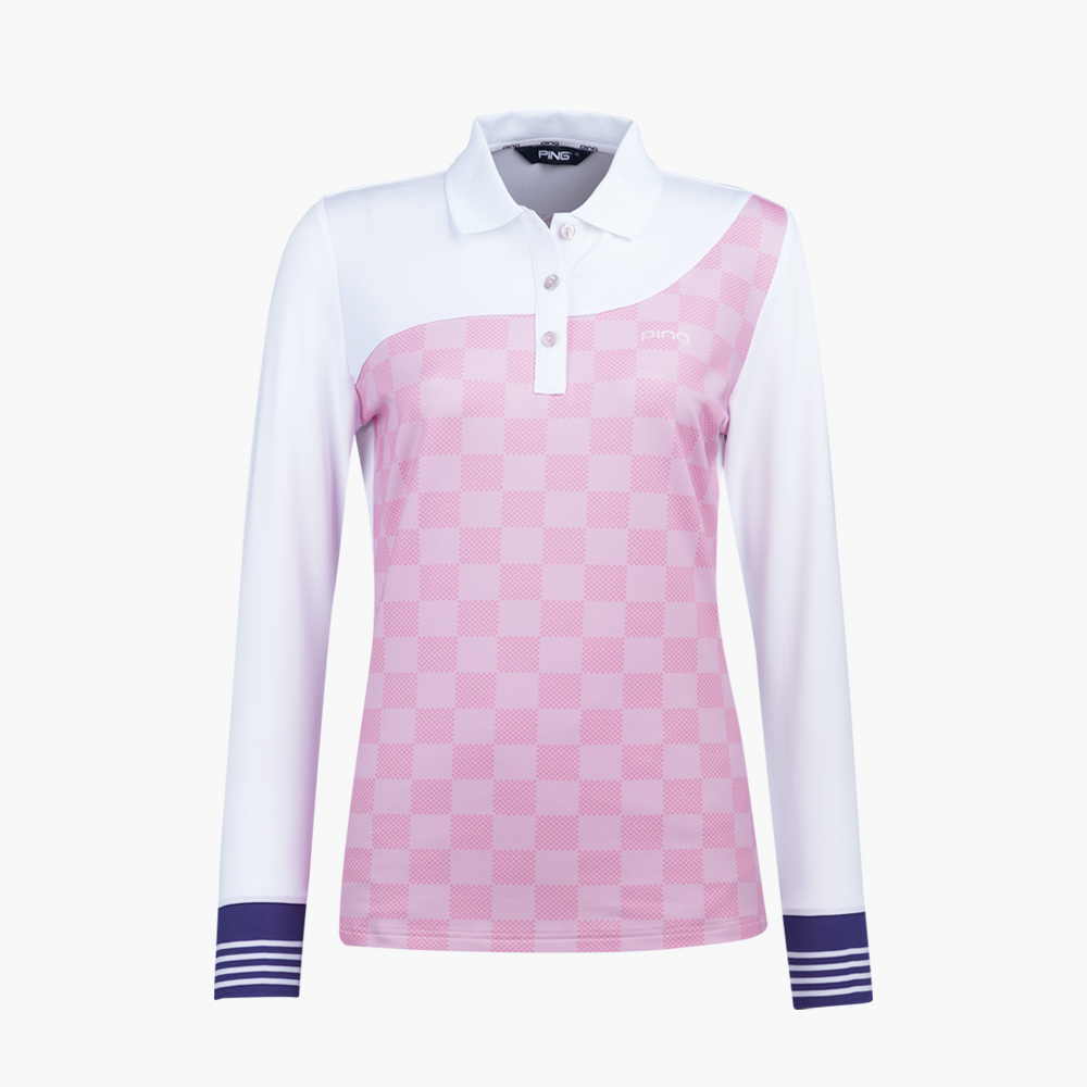 【PING】女款格紋短袖GOLF POLO衫-白(吸濕排汗/抗UV/高爾夫球衫/RA21109-87) 歷史價格詳細信息