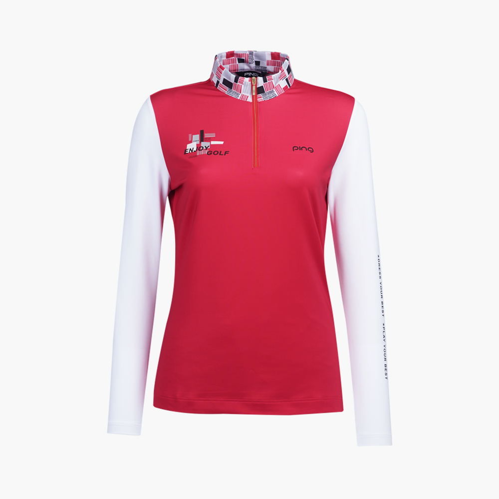 【PING】女款細直條紋短袖立領POLO衫-淺藍(吸濕排汗/涼感/GOLF/高爾夫球衫/RA22192-53) 歷史價格詳細信息