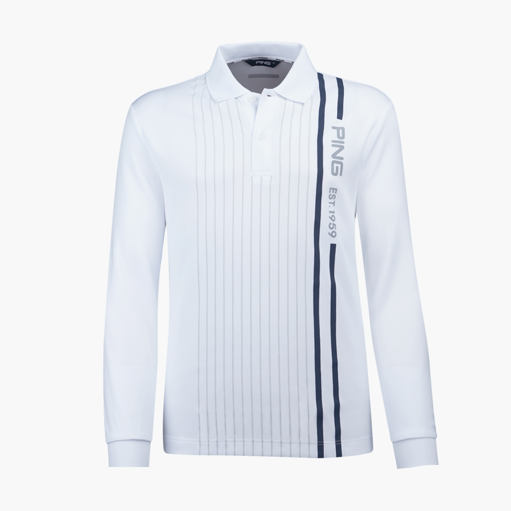 【PING】男款條紋蓄熱保暖石墨烯高爾夫口袋長袖POLO衫-深藍(GOLF/高爾夫球衫/PA24215-58) 歷史價格詳細信息