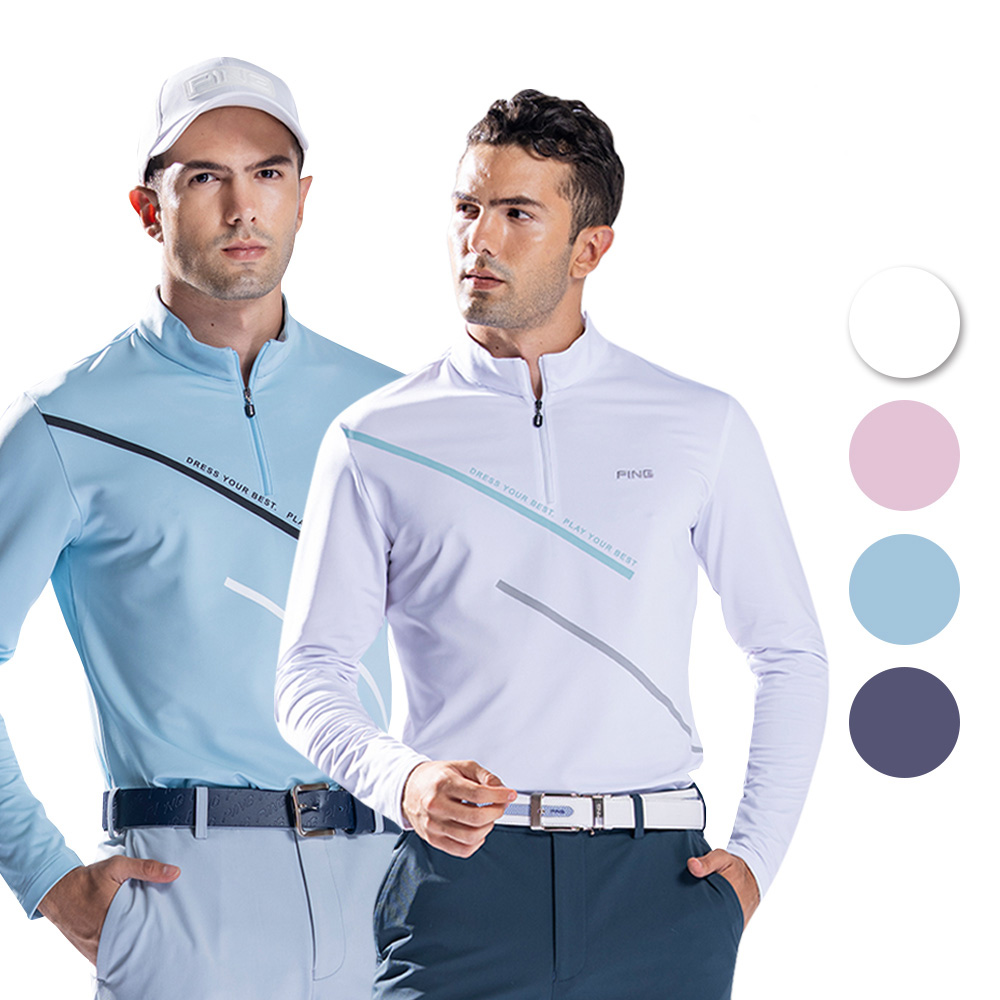 【PING】男款斜字圖騰休閒薄長袖POLO衫-白(吸濕排汗/GOLF/高爾夫球衫/PA22208-87) 歷史價格詳細信息