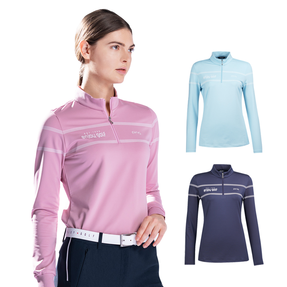 【PING】女款條紋領素面吸濕排汗薄長袖POLO衫-黑(GOLF/高爾夫球衫/RA23290-88) 歷史價格詳細信息
